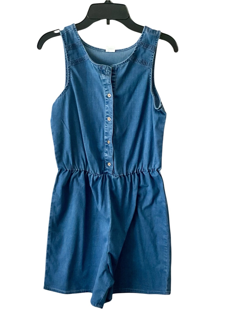 Maurices Blue Sleeveless Girls' Button-Front Romper